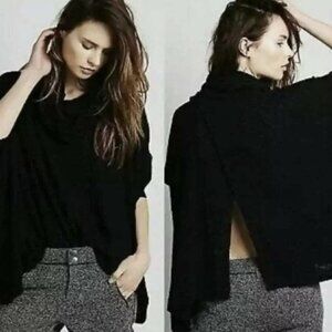 Free People FP Beach | World Traveler Split Back Cowl Neck Ribbed Cozy Oversized